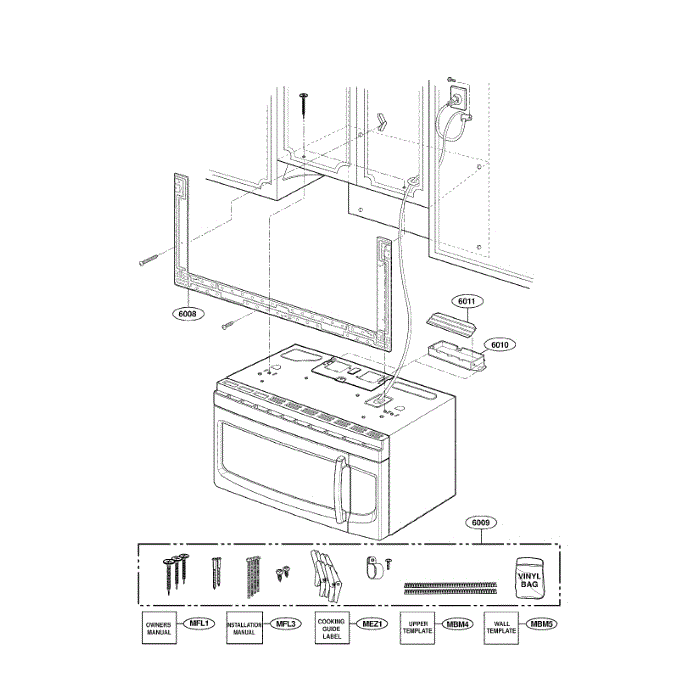 Installation Diagram and Parts List for LMVH1750SB 00 LG Microwave