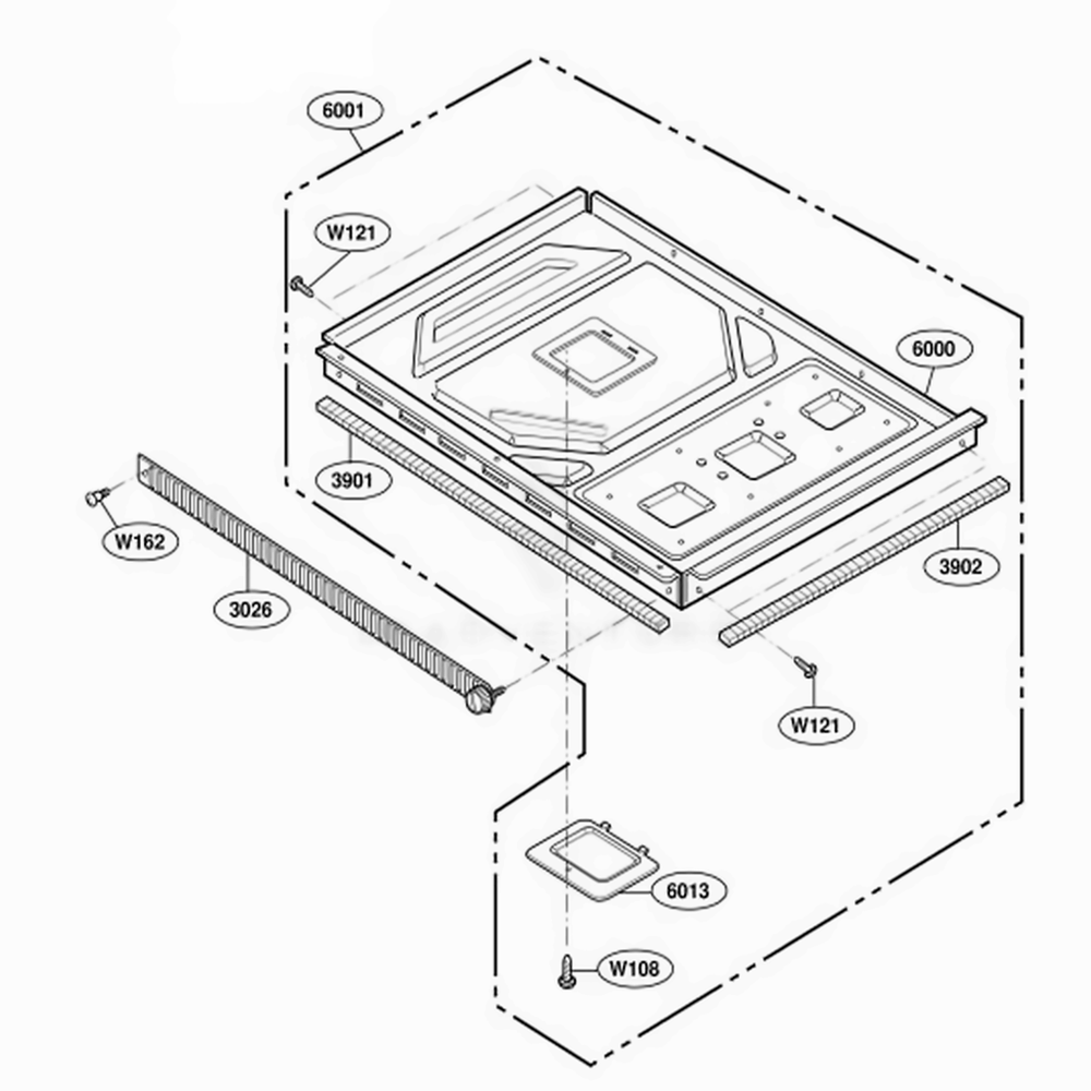 Base Plate Parts Diagram and Parts List for RCS10MPSA AS1EAMA LG Wall Oven