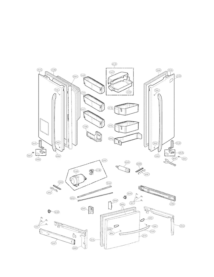 Door Parts Diagram and Parts List for LFX29927SW  LG Refrigerator