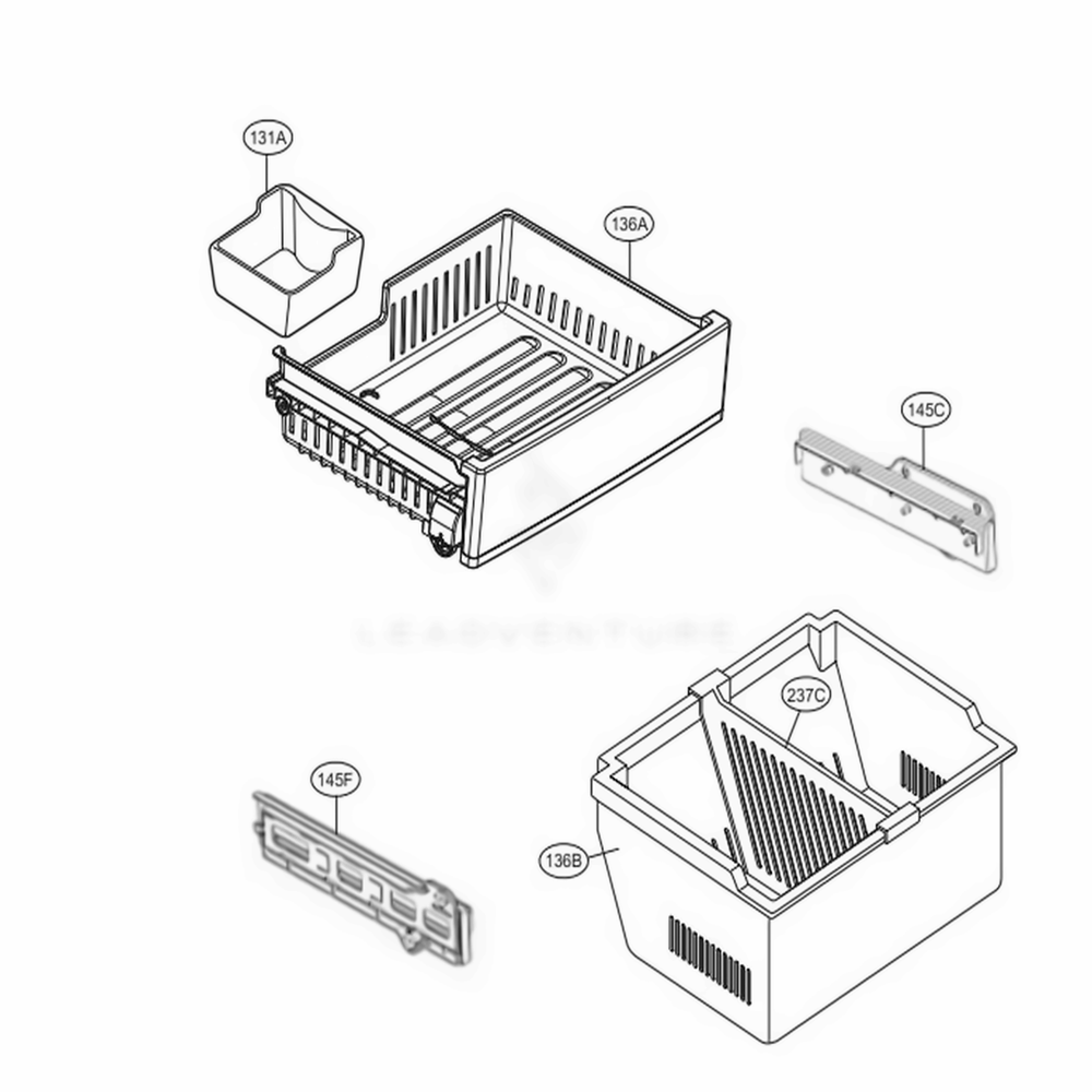 Freezer Parts Diagram and Parts List for 72123 ASTCSE0 LG Refrigerator