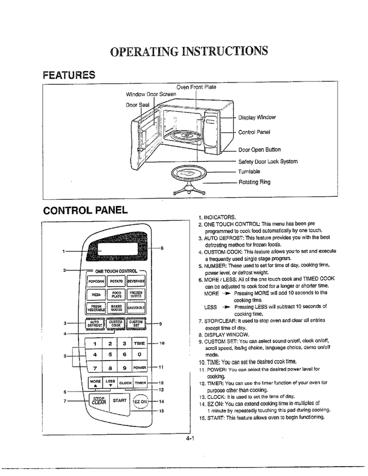 Operating Instructions Diagram and Parts List for MA-1905W  LG Microwave