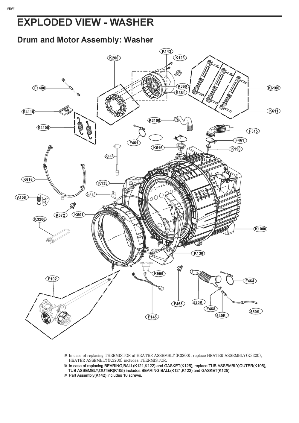 Diagram 5 Diagram and Parts List for W3S3CVKV3NS AEWEEUS LG Washer