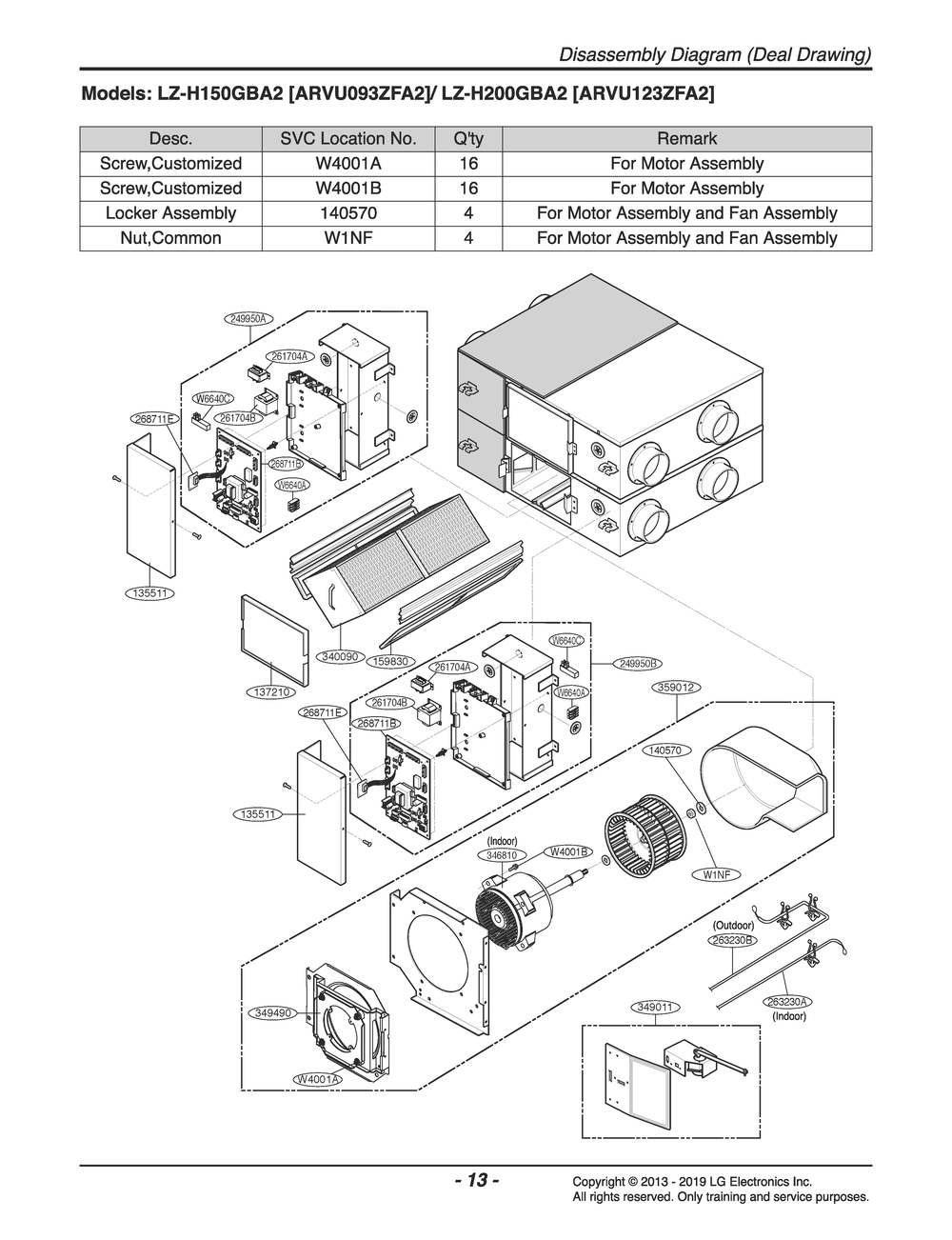 Diagram 1 Diagram and Parts List for ARVU123ZFA2 ENWALUS LG Air Conditioner