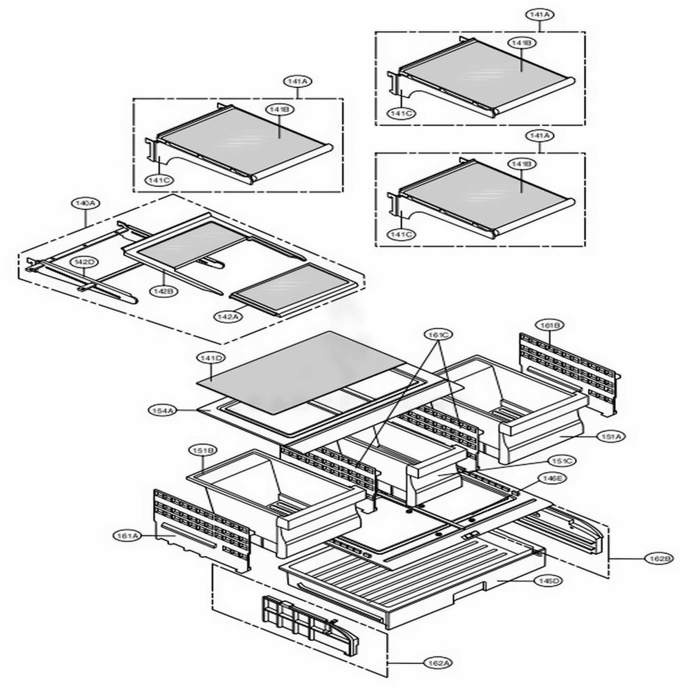 Refrigerator Parts Diagram and Parts List for LMX21986ST ASTCNA3 LG Refrigerator
