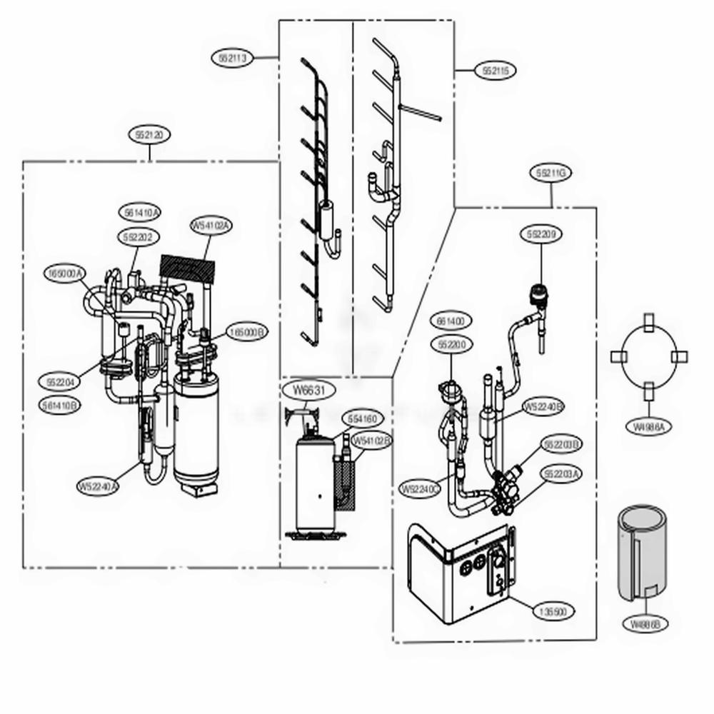 Cycle Parts Diagram and Parts List for ARUN024GSS4 EWGBLUS LG Air Conditioner