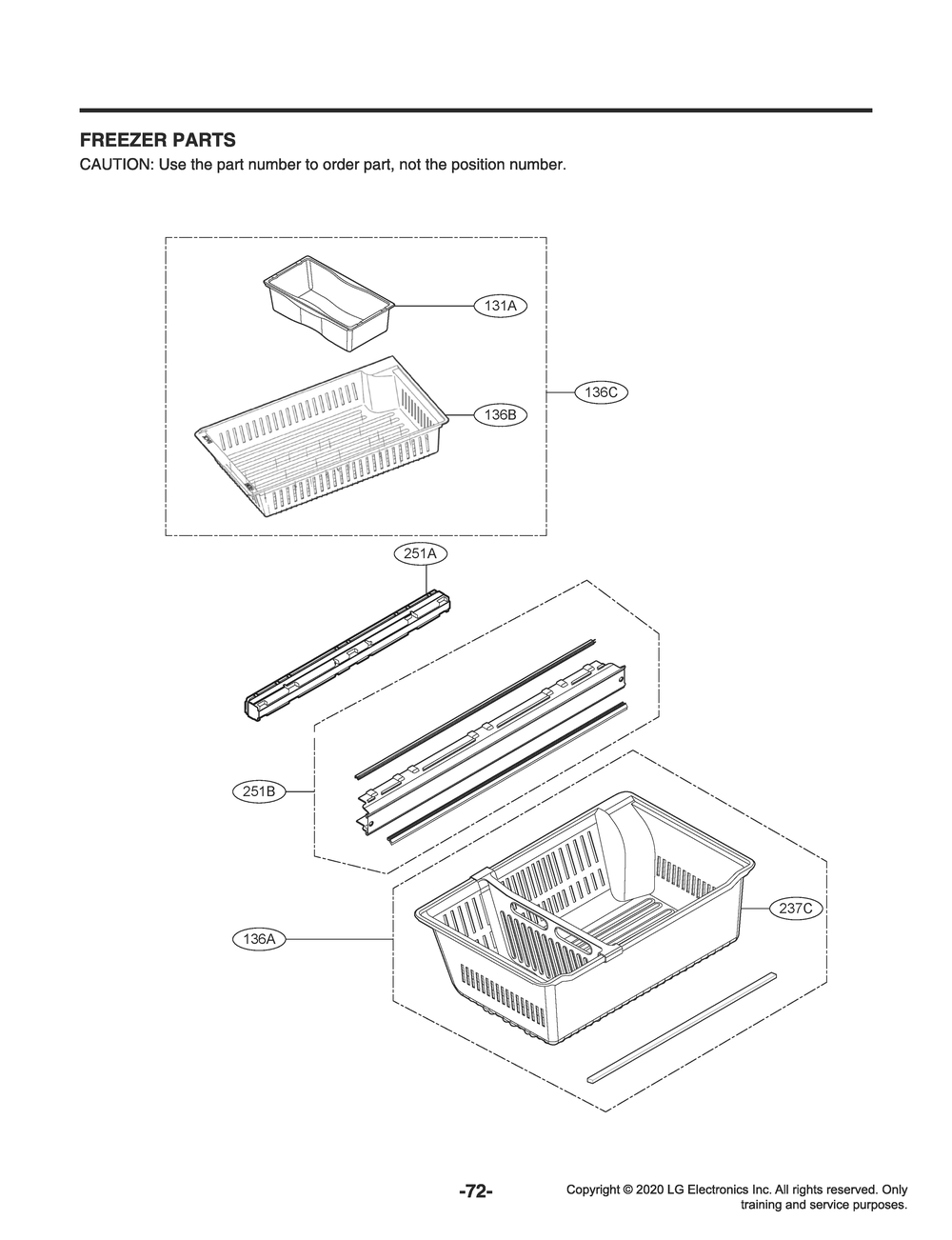Freezer Parts Diagram and Parts List for GR-G23ANSNM ASTCNA2 LG Refrigerator