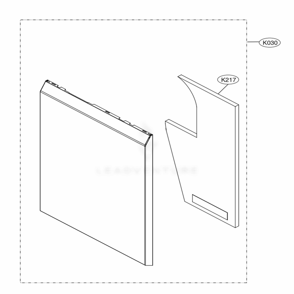 Front Cover Assembly Diagram and Parts List for LDF5678ST ASTEEUS LG Dishwasher