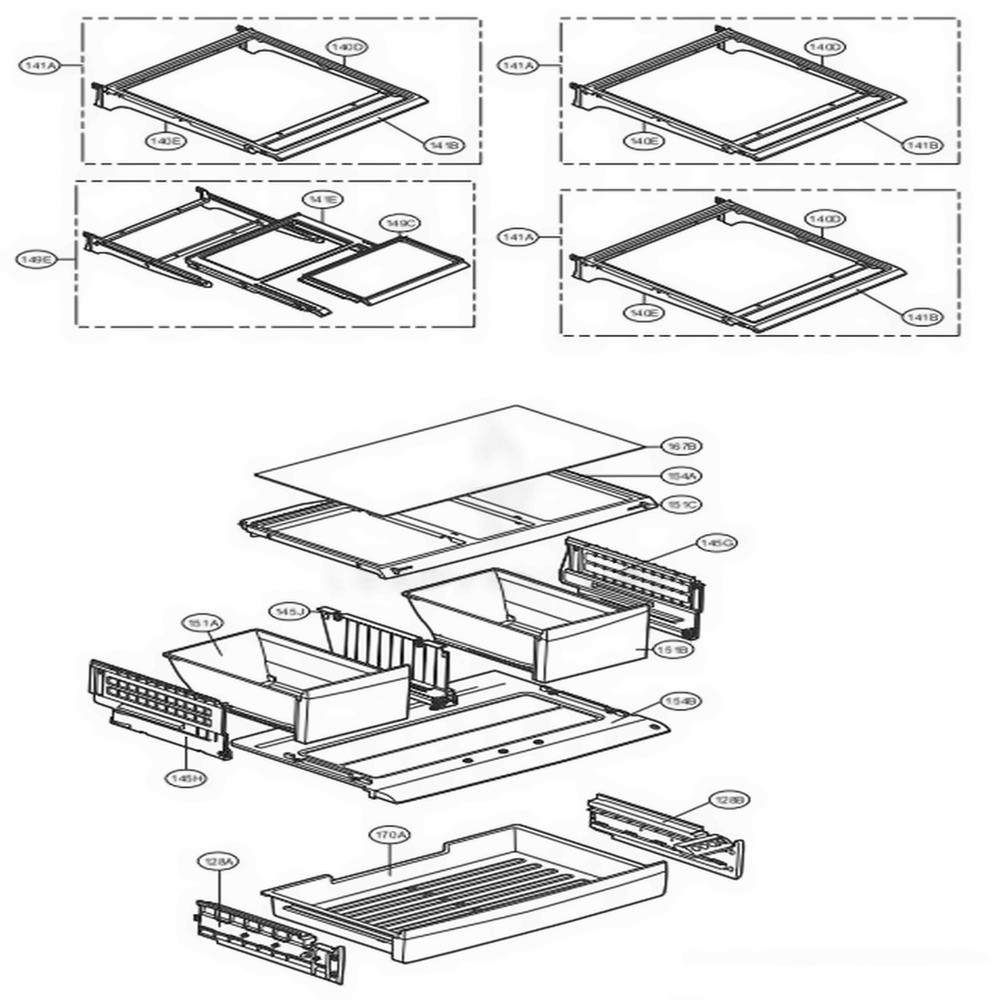 Refrigerator Parts Diagram and Parts List for LFXS24623W ASWCNA1 LG Refrigerator