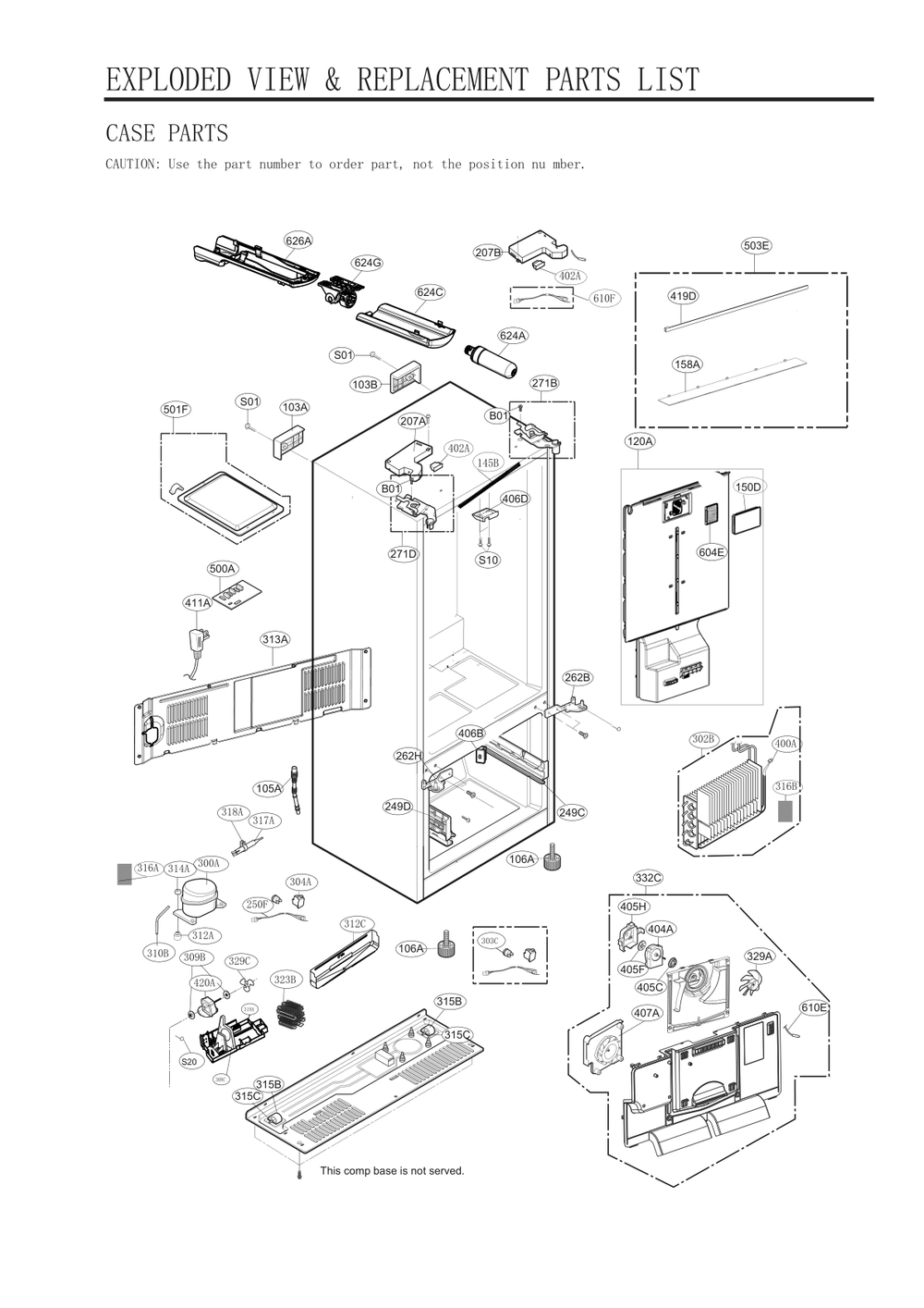 Case Parts Diagram and Parts List for GC-L228NSSM ASTCNA0 LG Refrigerator
