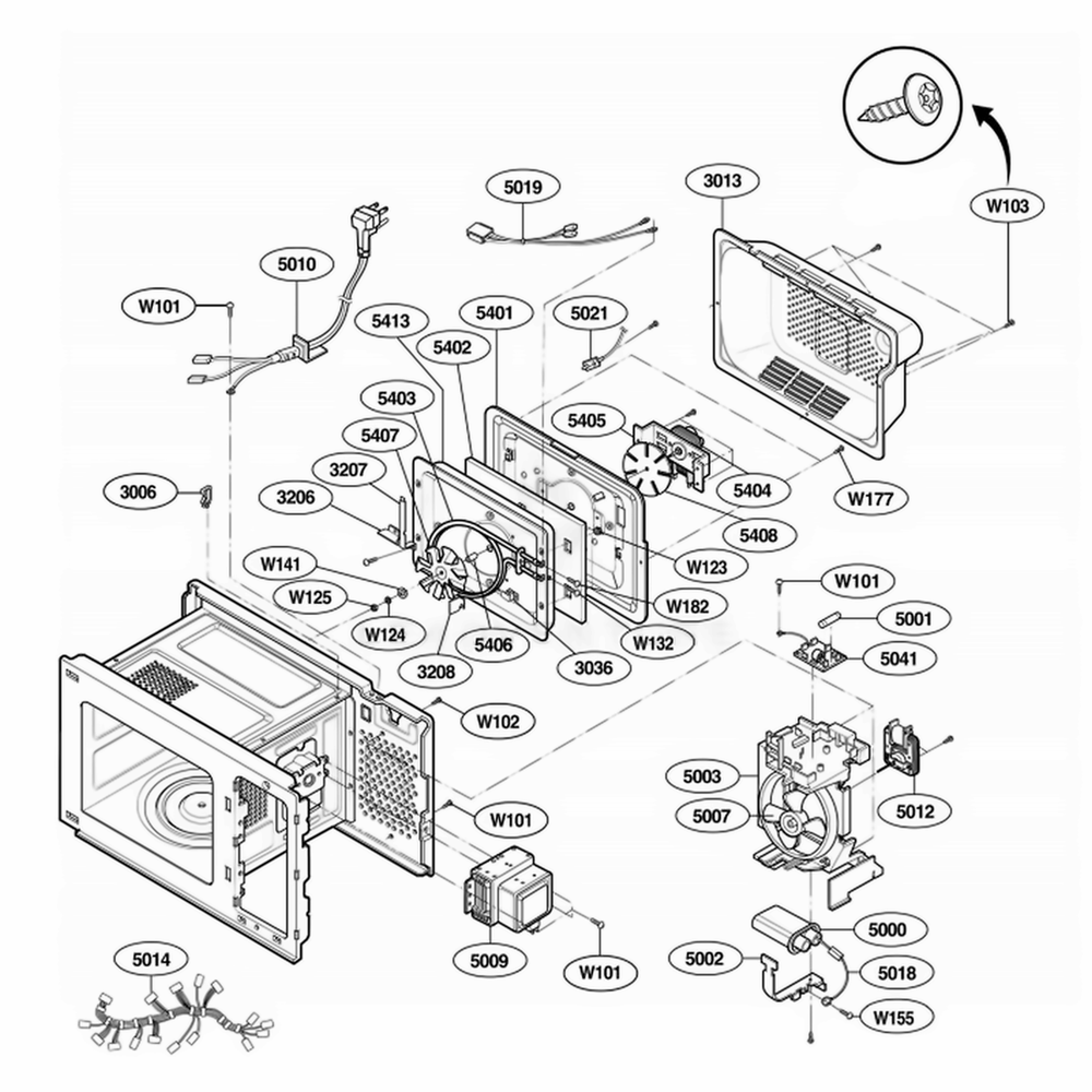 Interior Parts Diagram and Parts List for AMC7159TAB ABKEAMA LG Wall Oven