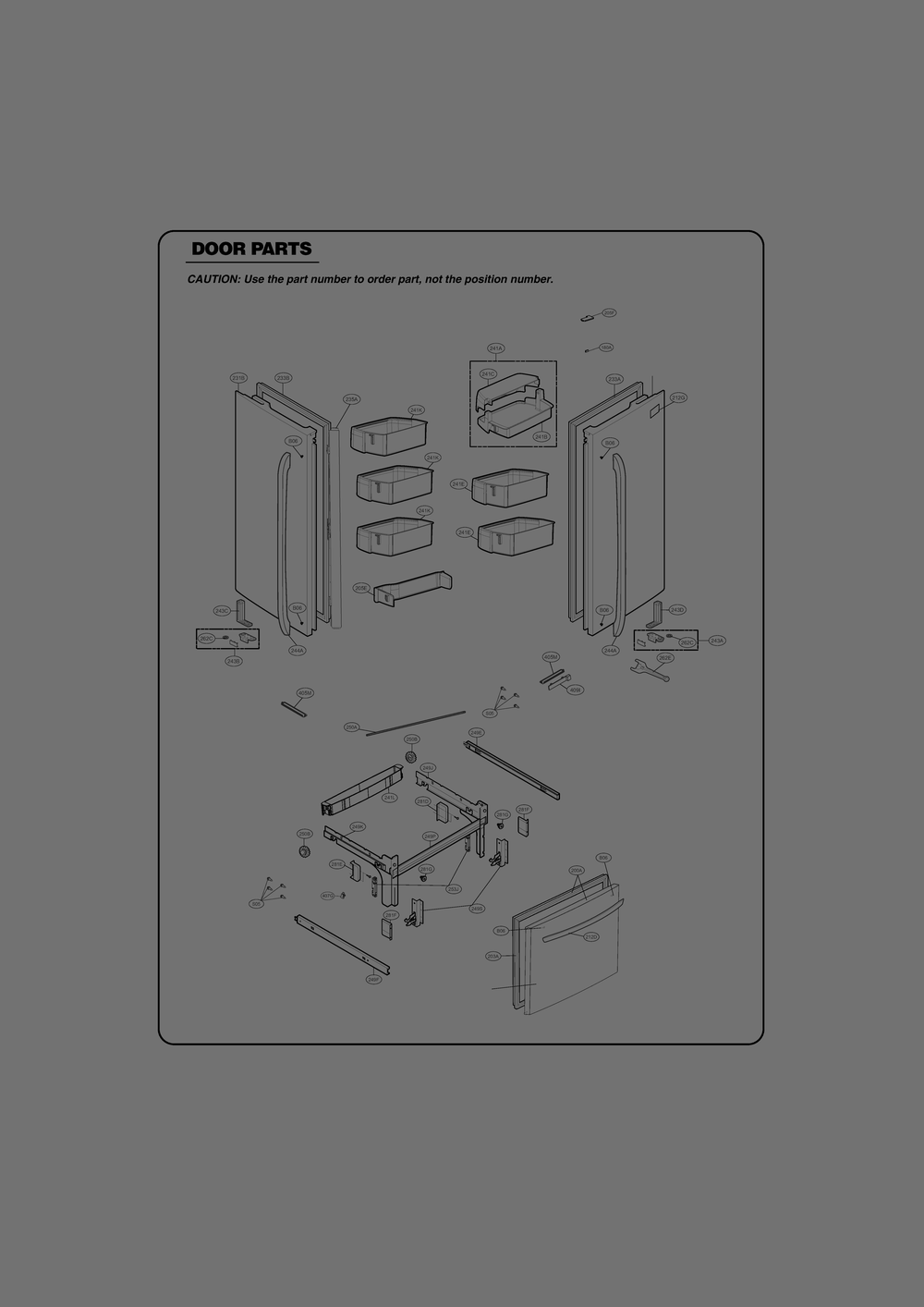 Door Parts Diagram and Parts List for GR-B318LSTM ASTCSE1 LG Refrigerator