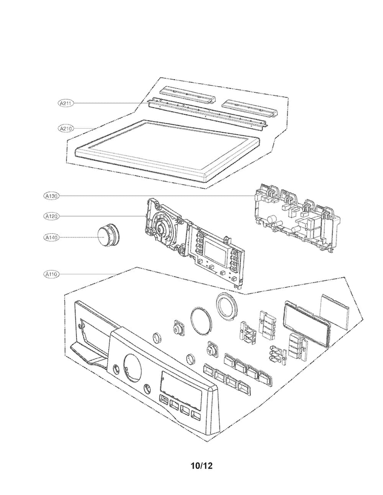 Control Panel And Plate Assembly Parts Diagram and Parts List for DLEX4070W  LG Dryer