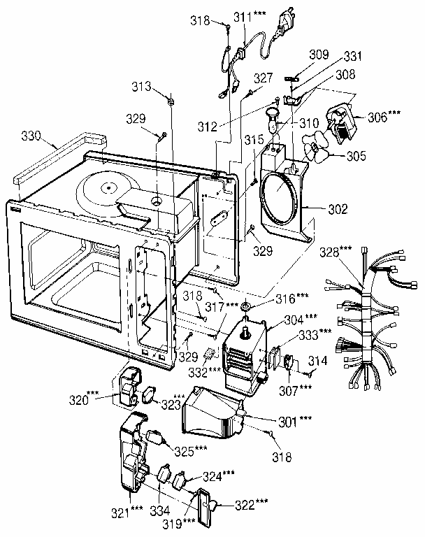 Switches And Microwave Diagram and Parts List for 7218933790  Kenmore Microwave