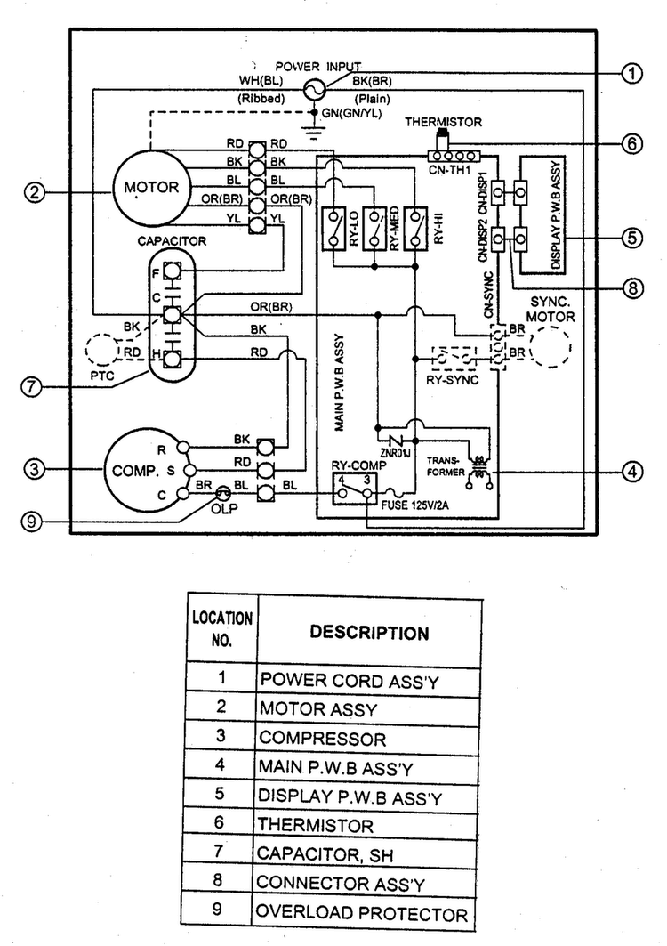Wiring Diagram Diagram and Parts List for M8003R  LG Air Conditioner