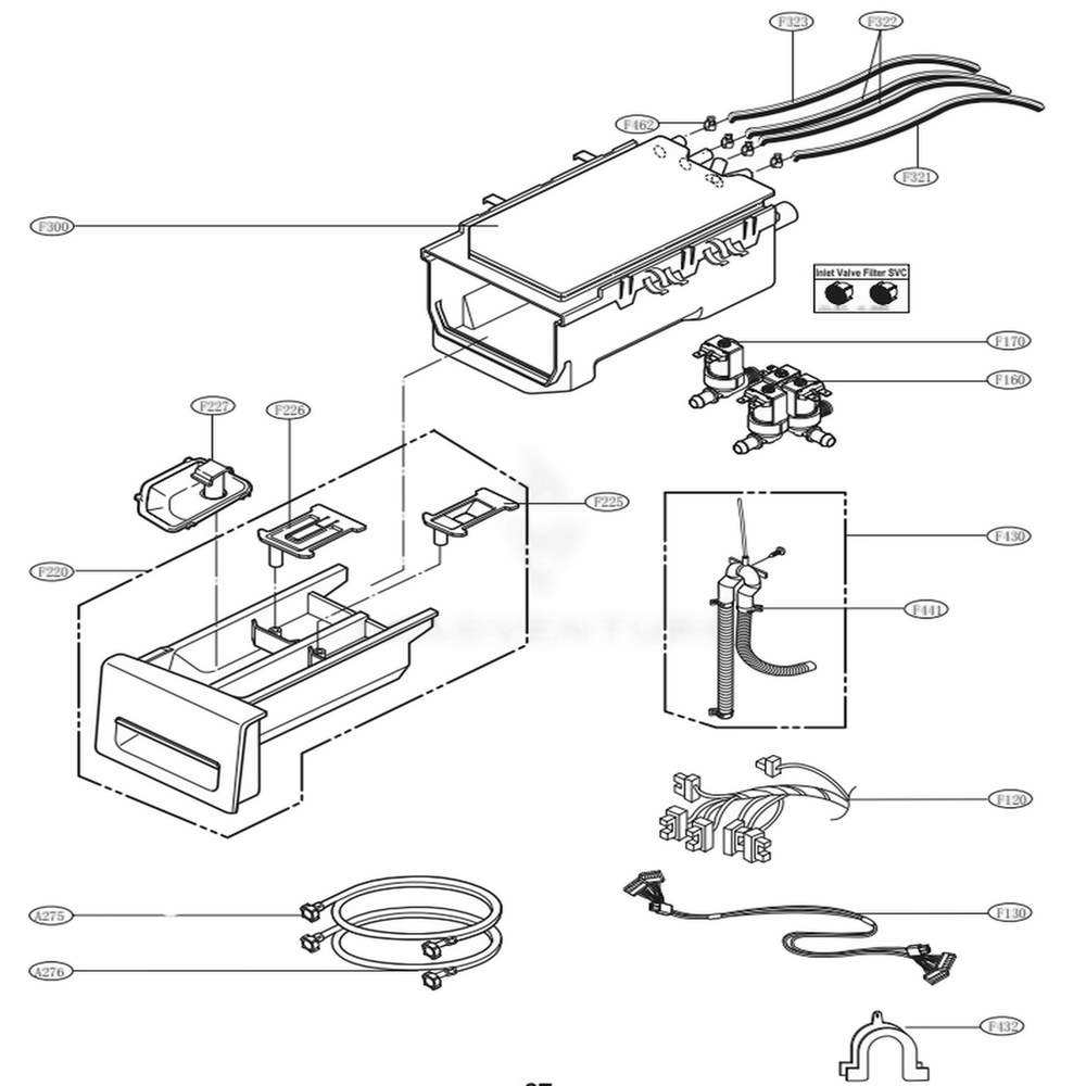 Dispenser Assembly Diagram and Parts List for WM2650HRA ACREPUS LG Washer