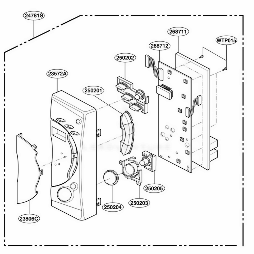 Controller Parts Diagram and Parts List for 3WM2533E HM1QBAL LG Range