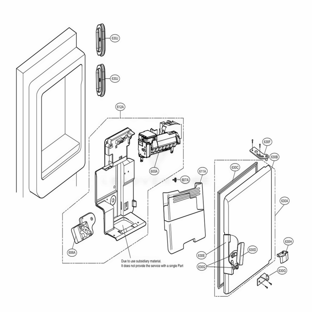 Ice Maker And Ice Bin Parts Diagram and Parts List for LMXC23796M AMTCNA1 LG Refrigerator