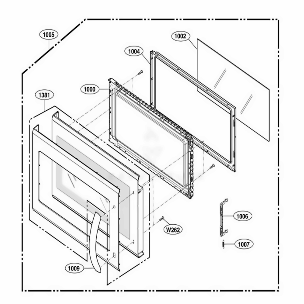 Door Parts Diagram and Parts List for LMV2015ST CSBELGA LG Microwave