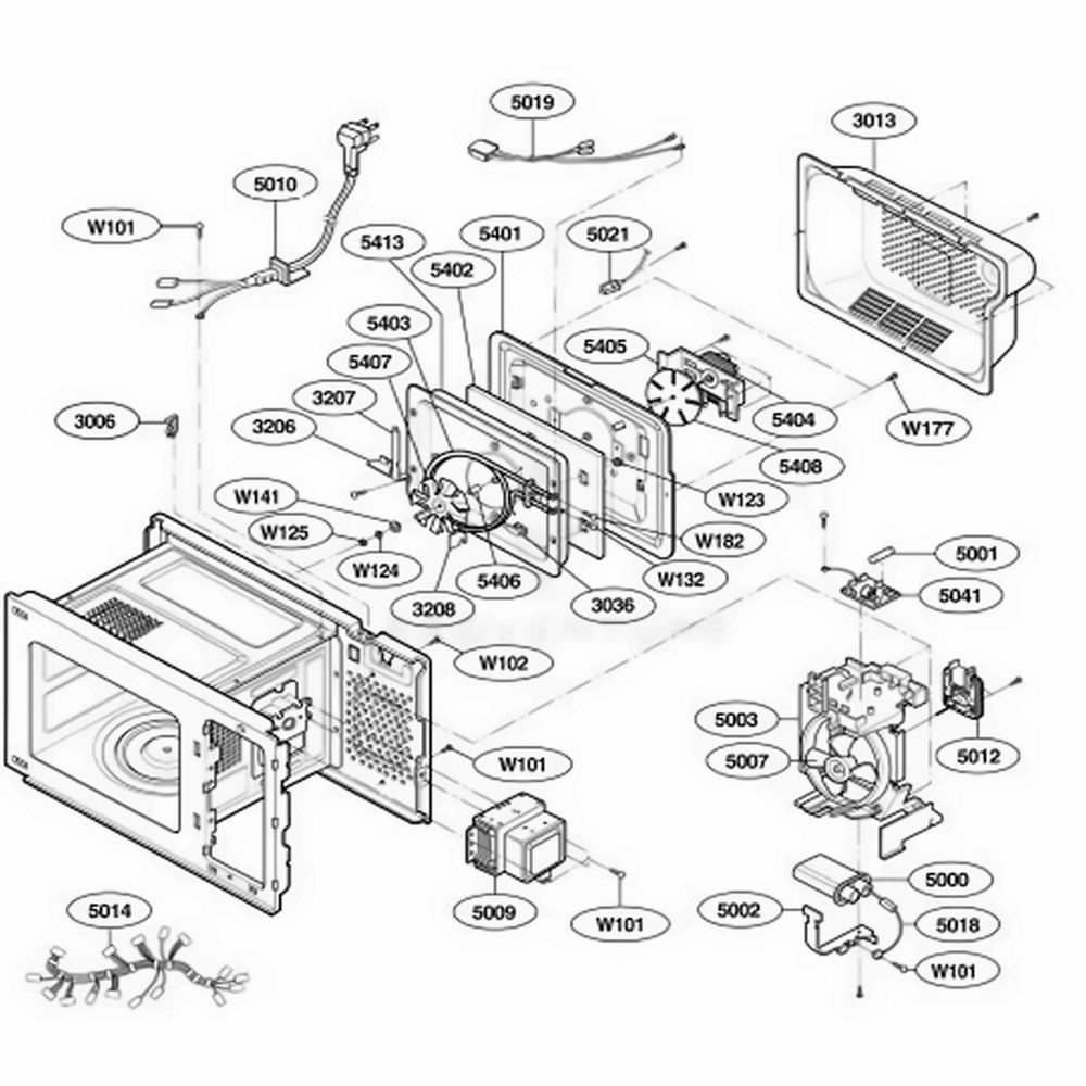Interior Parts Diagram and Parts List for 67909 AB1ESEA LG Range