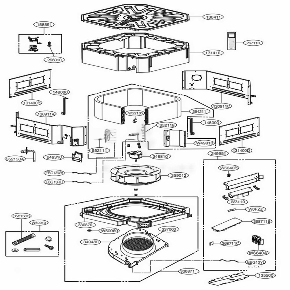 Indoor Unit Diagram and Parts List for LCN187HV ANWBEUS LG Air Conditioner