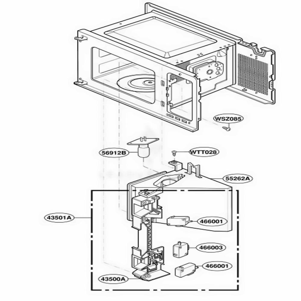 Latch Board Parts Diagram and Parts List for MT4140SKB ABKEWRP LG Wall Oven
