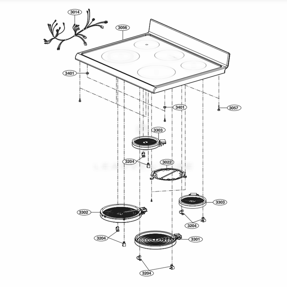 Cooktop Parts Diagram and Parts List for LRE3194BD FB1LLGA LG Wall Oven