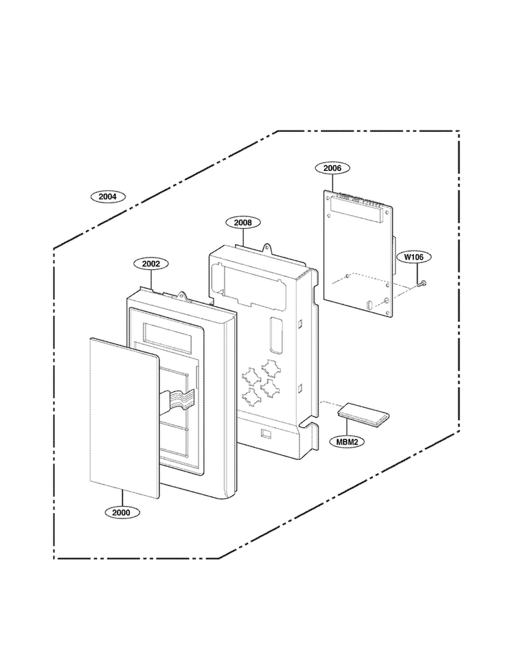 Controller Parts Diagram and Parts List for MV1604SBQ01  LG Microwave
