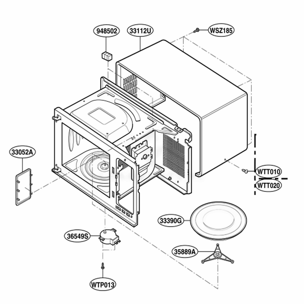 Oven Cavity Parts Diagram and Parts List for LRM1250W CW1ELGA LG Wall Oven