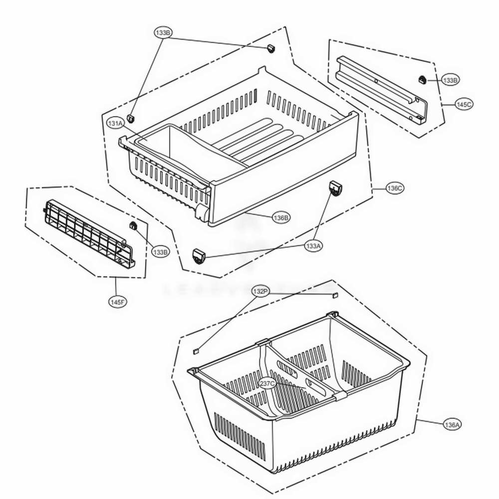 Freezer Parts Diagram and Parts List for LFX28968SB AWBCNA3 LG Refrigerator