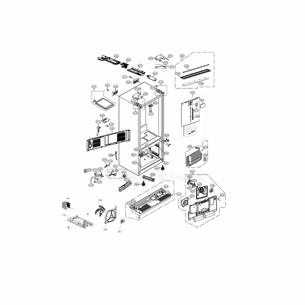 Case Parts Diagram and Parts List for LMXS28626S ASTCNA4 LG Refrigerator