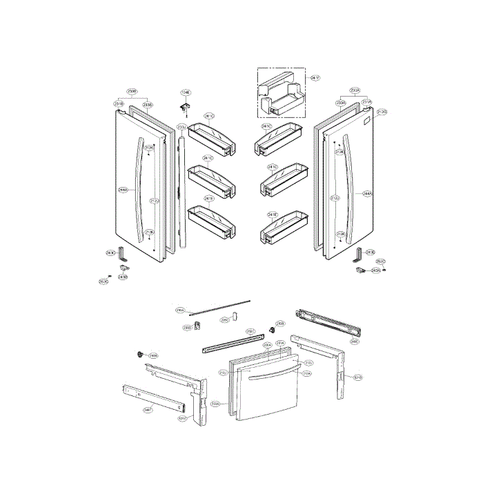 Door Diagram and Parts List for LFC25765SW 00 LG Refrigerator