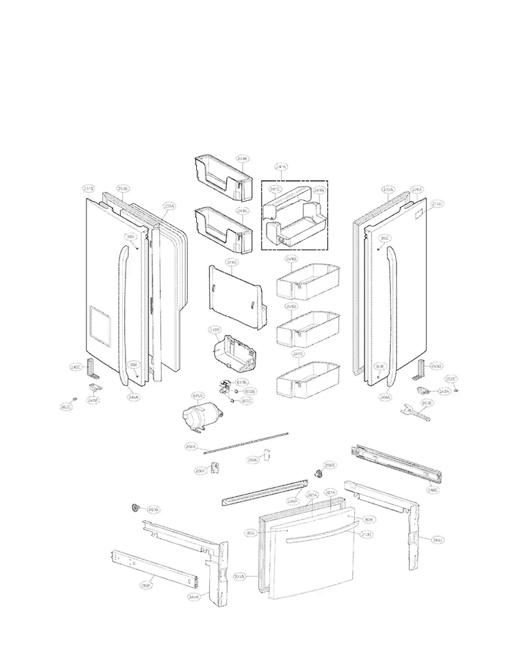 Door Parts Diagram and Parts List for LFX25978SW 01 LG Refrigerator