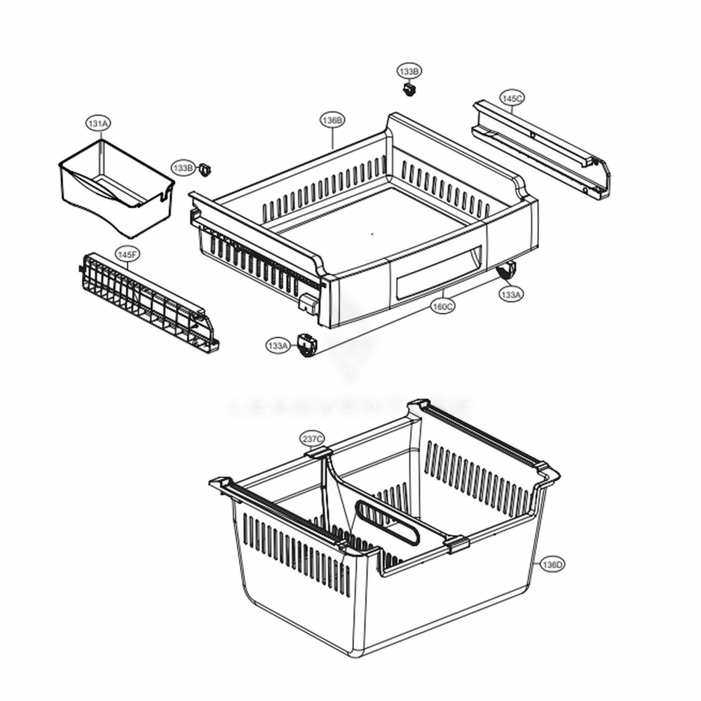 Freezer Parts Diagram and Parts List for LFCS22520S ASTCNA4 LG Refrigerator
