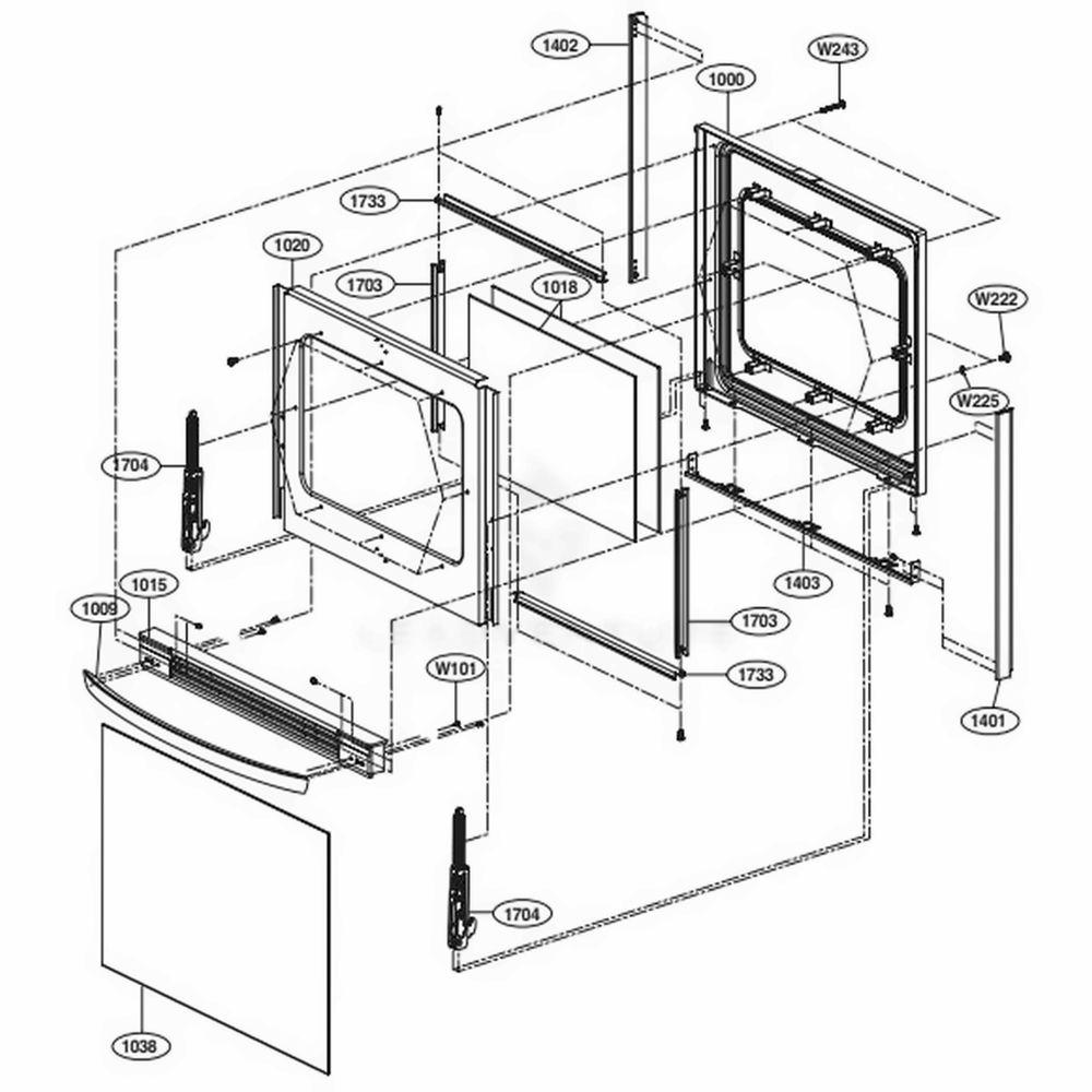 Door Parts Diagram and Parts List for LRG3193SB FBKELGA LG Range