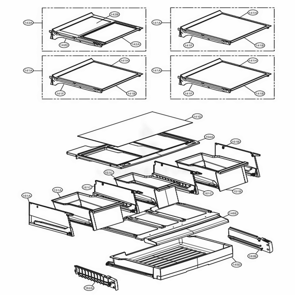 Refrigerator Parts Diagram and Parts List for LFX31925ST ASTCNA6 LG Refrigerator