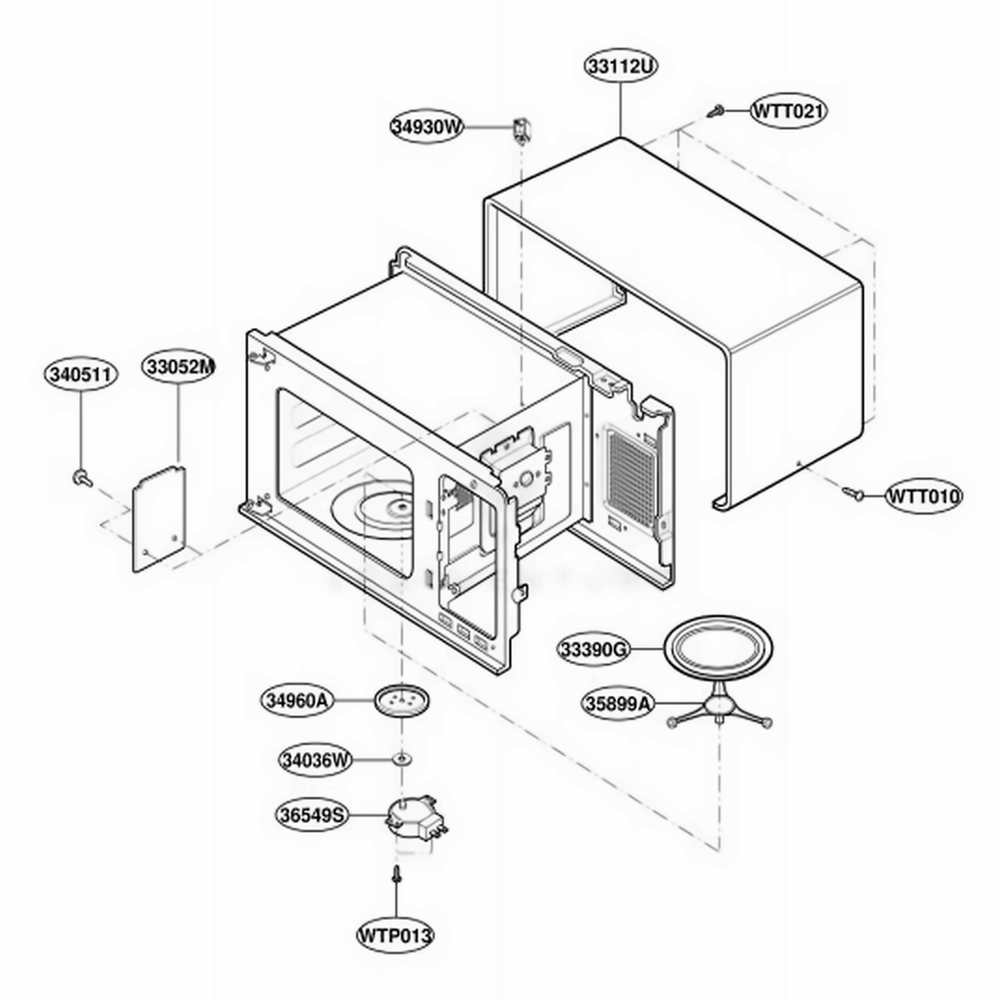 Oven Cavity Parts Diagram and Parts List for MT1100SHQ MWEWRP LG Range