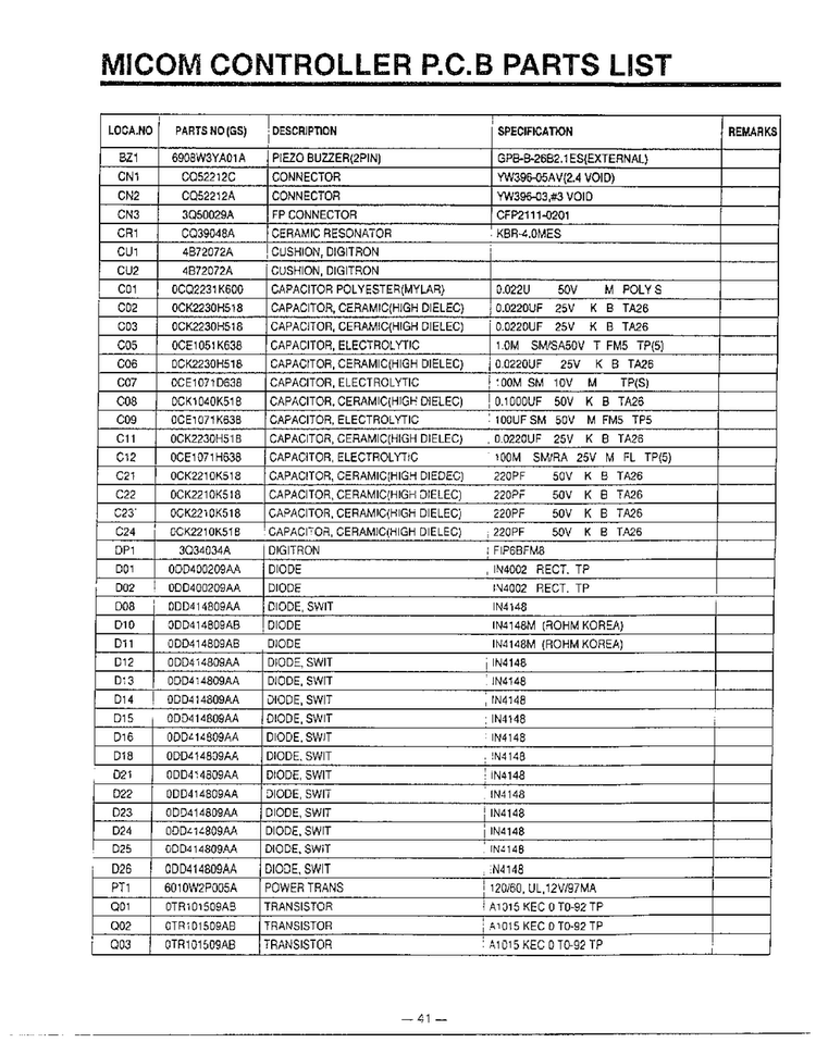 Parts List Diagram and Parts List for MA-870MW  LG Microwave