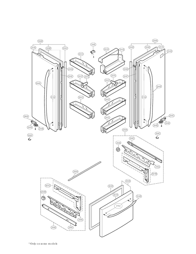 Doors Diagram and Parts List for LFC23760ST 00 LG Refrigerator