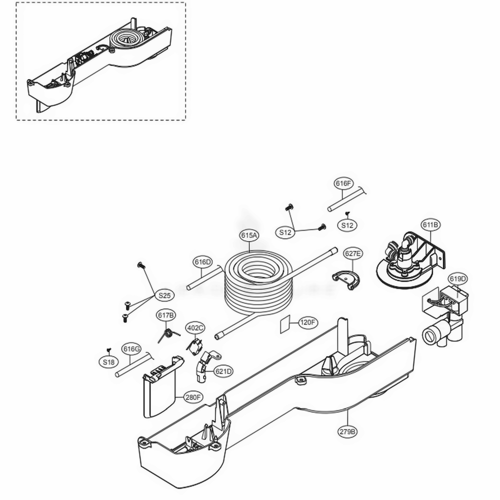 Dispenser Parts Diagram and Parts List for 79439 AWBCSE0 LG Refrigerator