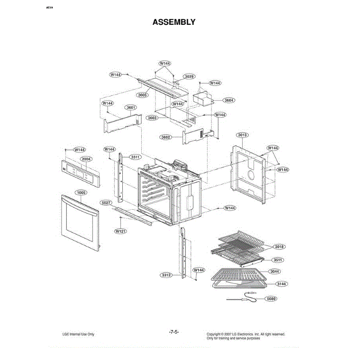 Section 2 Diagram and Parts List for LWS3081ST ASTLLGA LG Range