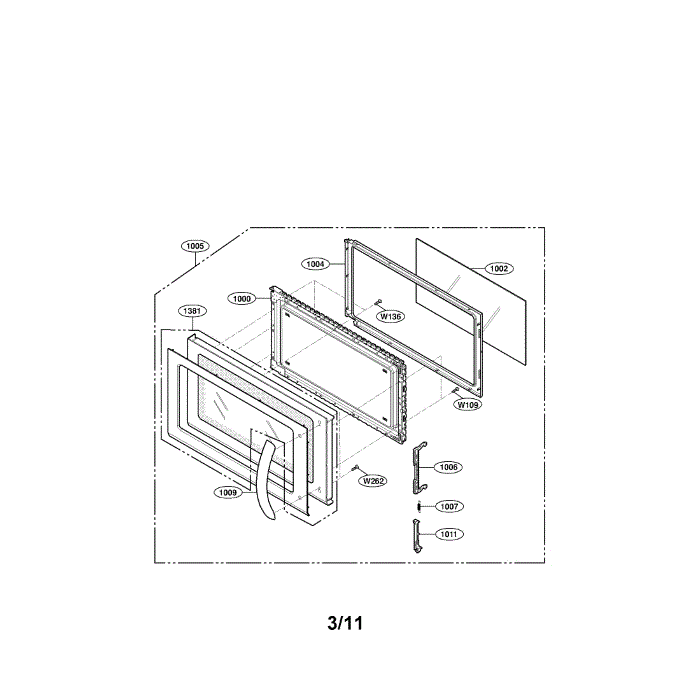 Door Diagram and Parts List for LMV1813ST 00 LG Microwave Oven Combo