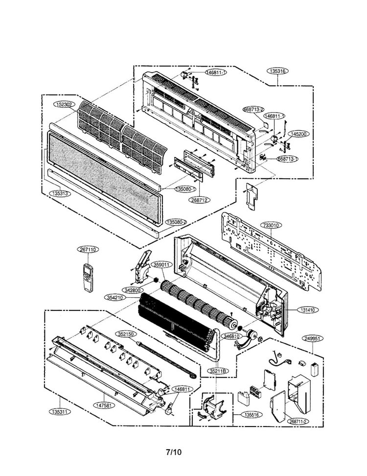 Indoor Unit Diagram and Parts List for LA140CE  LG Air Conditioner
