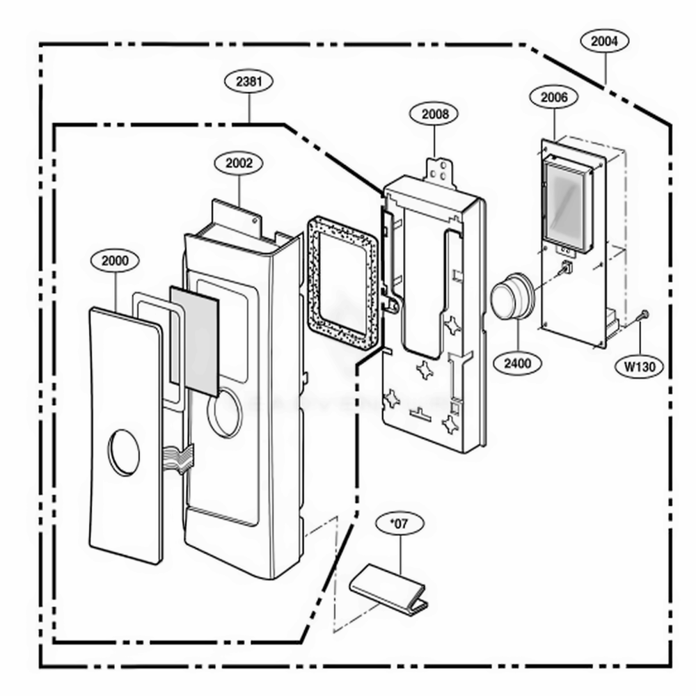 Controller Parts Diagram and Parts List for 80802 AW1ESEA LG Wall Oven