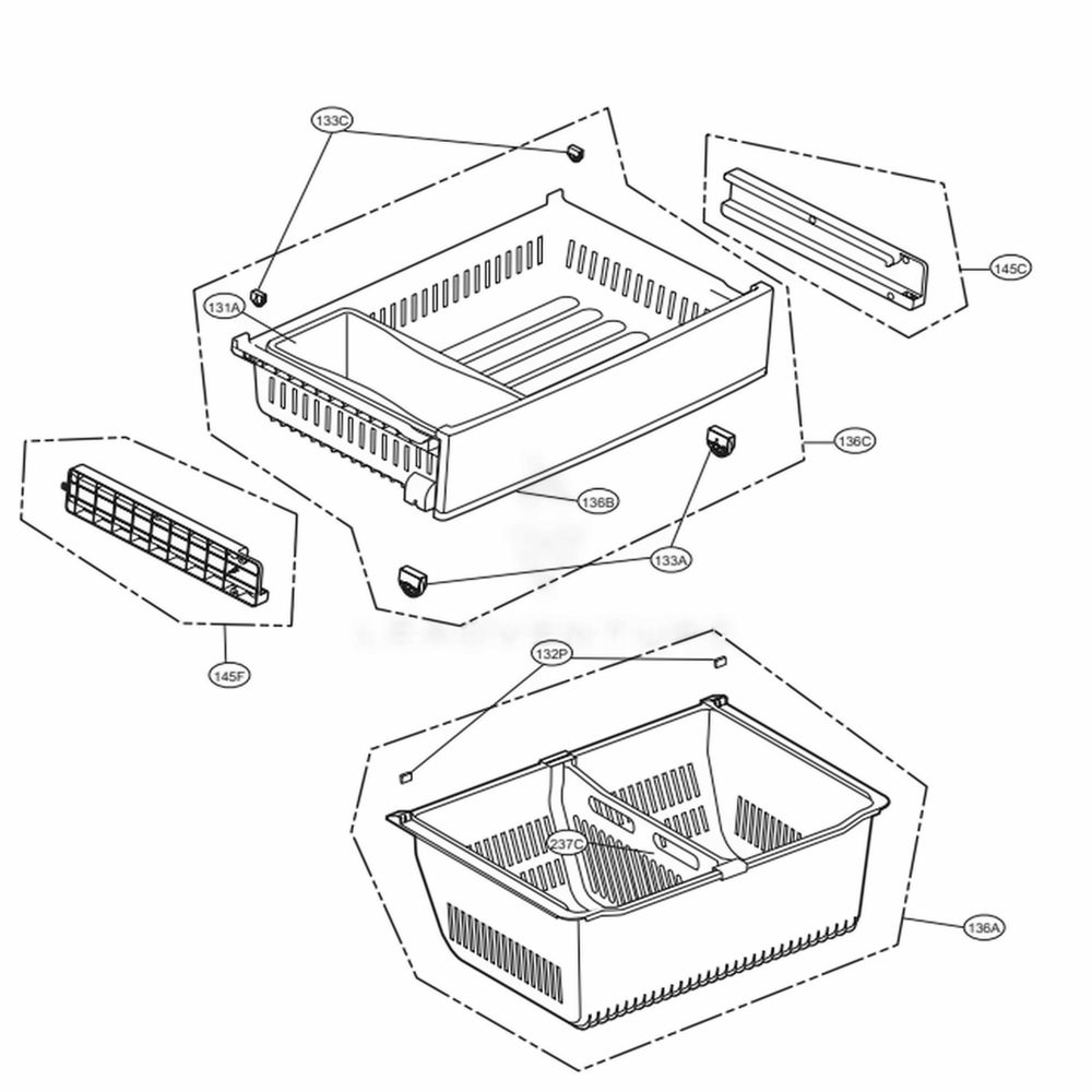 Freezer Parts Diagram and Parts List for 73115 ASTCSE0 LG Refrigerator