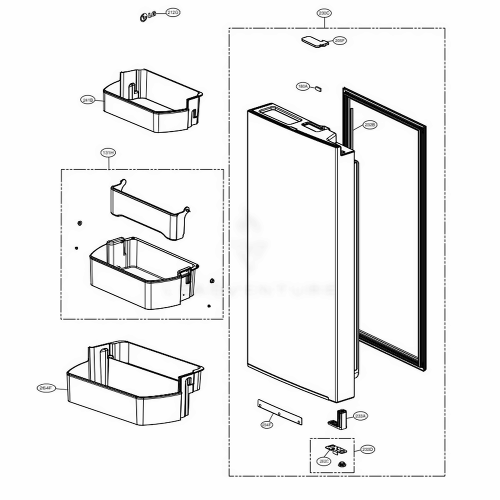 R-Room Door Part 2 Diagram and Parts List for LNXC23726S ASTCNA0 LG Refrigerator