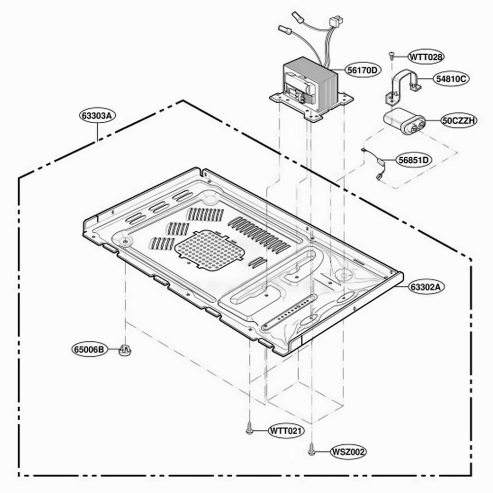 Base Plate Parts Diagram and Parts List for GMS7020UW KWHEGSC LG Range