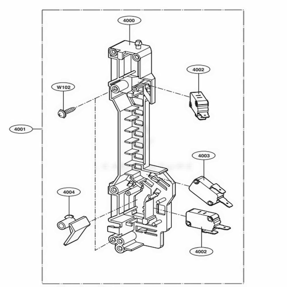 Latch Board Parts Diagram and Parts List for 85064 CBSESEA LG Range