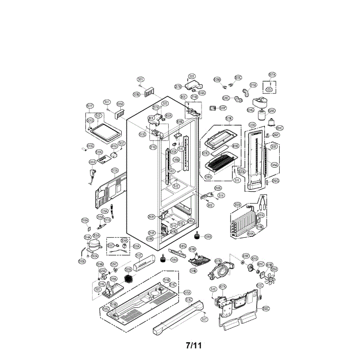 Case Diagram and Parts List for LFX25973SB 00 LG Refrigerator