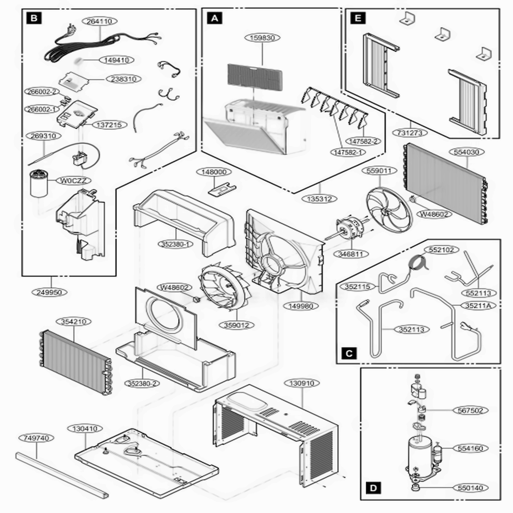 Main Diagram and Parts List for WG5004 AWYAWMT LG Air Conditioner