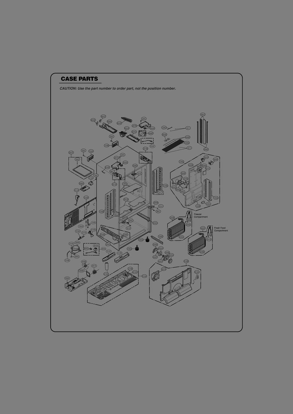 Case Parts Diagram and Parts List for GR-J338HSTP ASTCSE0 LG Refrigerator